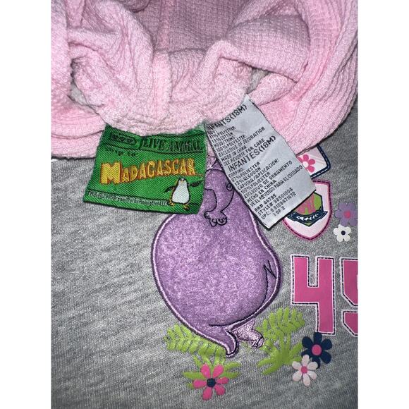 Vintage Y2K  Madagascar Gloria Hippo pink and gray hoodie sweatshirt  18 months - Picture 4 of 6